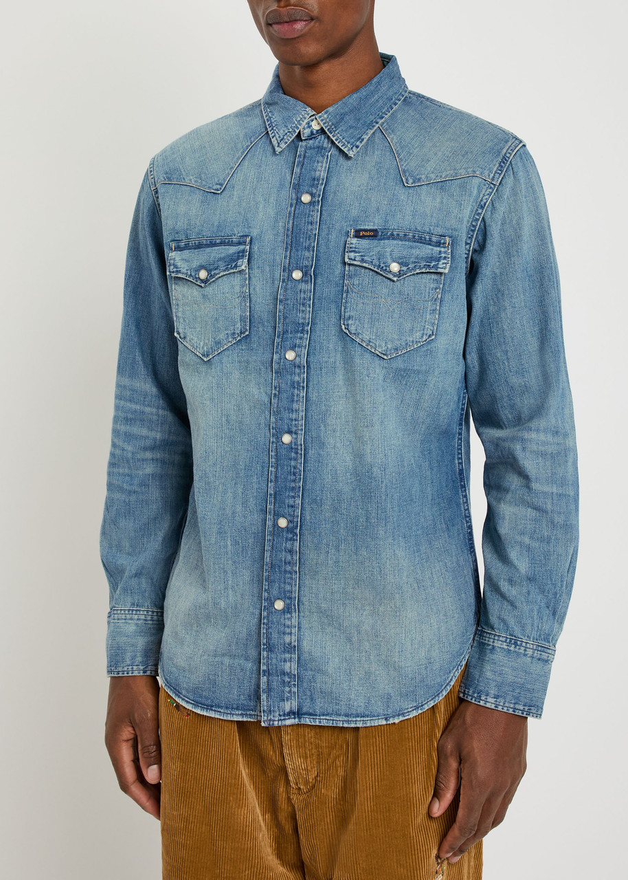 Polo Ralph Lauren Faded Denim Shirt In Blue