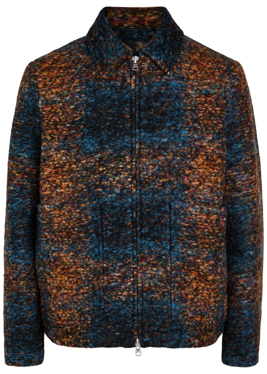 Nn07 Collared Jacket With Textured Fabric And Pockets In Blue