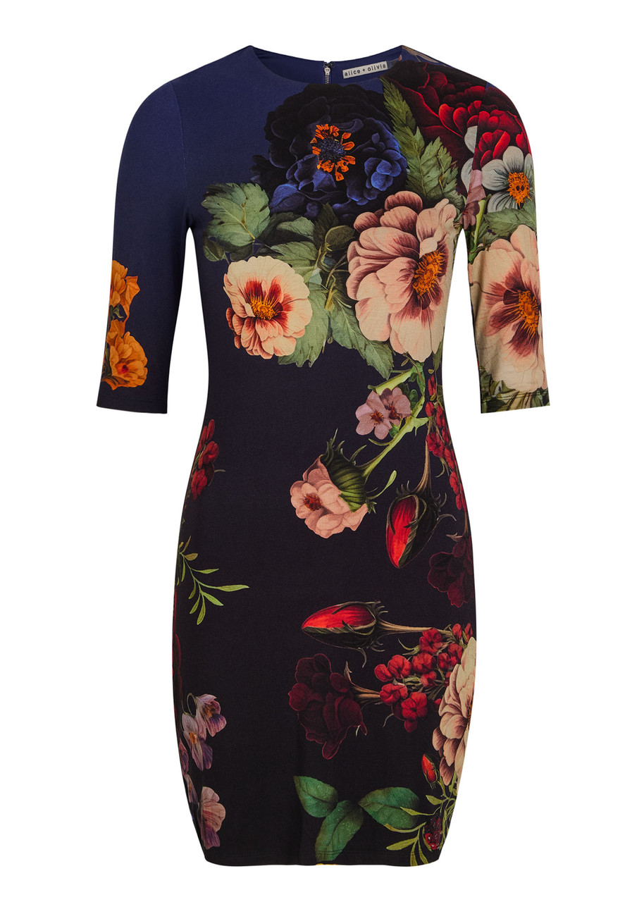 Alice + Olivia Delora Floral-print Jersey Mini Dress - Black - 2 (UK6 / XS)