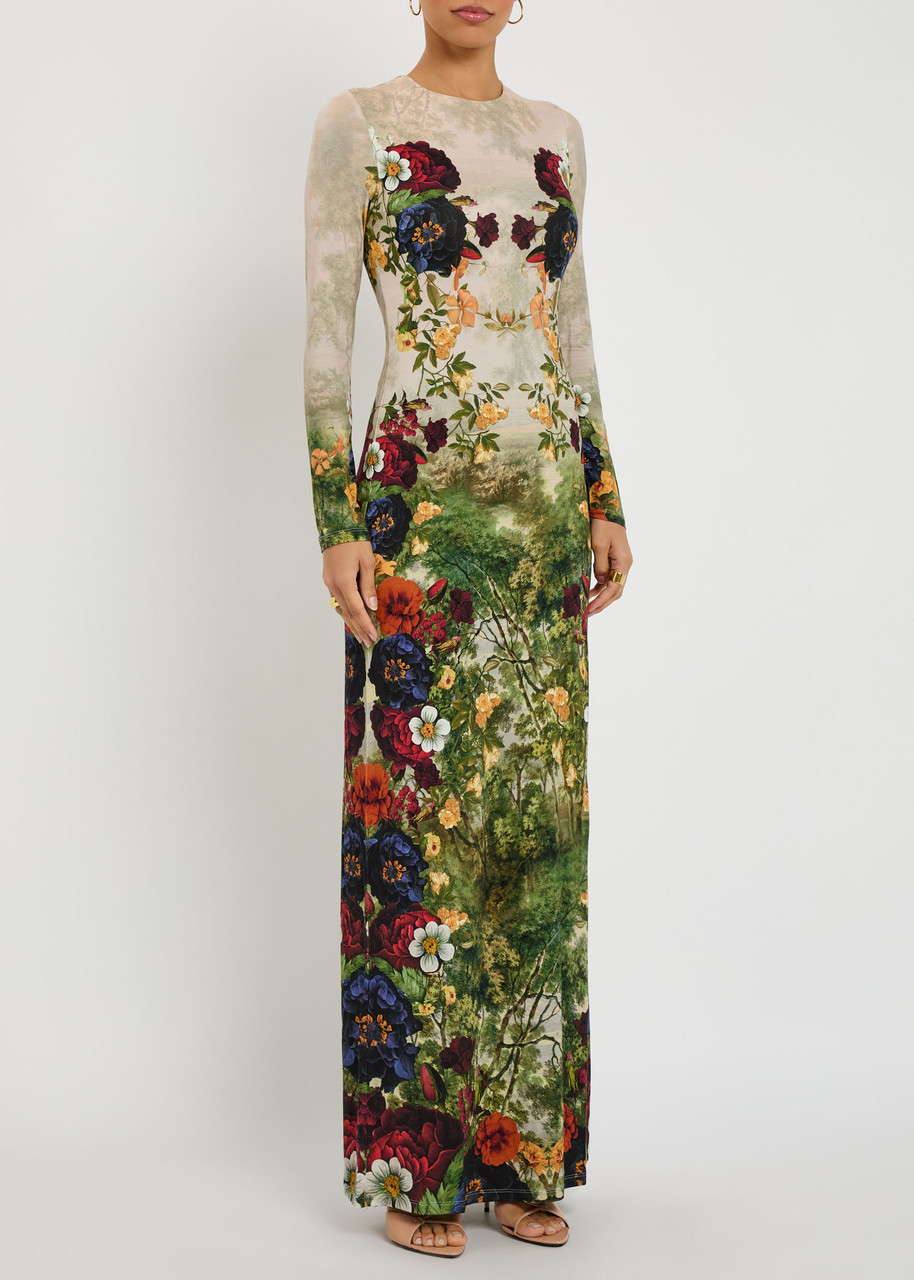 Alice And Olivia Alice + Olivia Delora Floral-print Jersey Maxi Dress In Multi