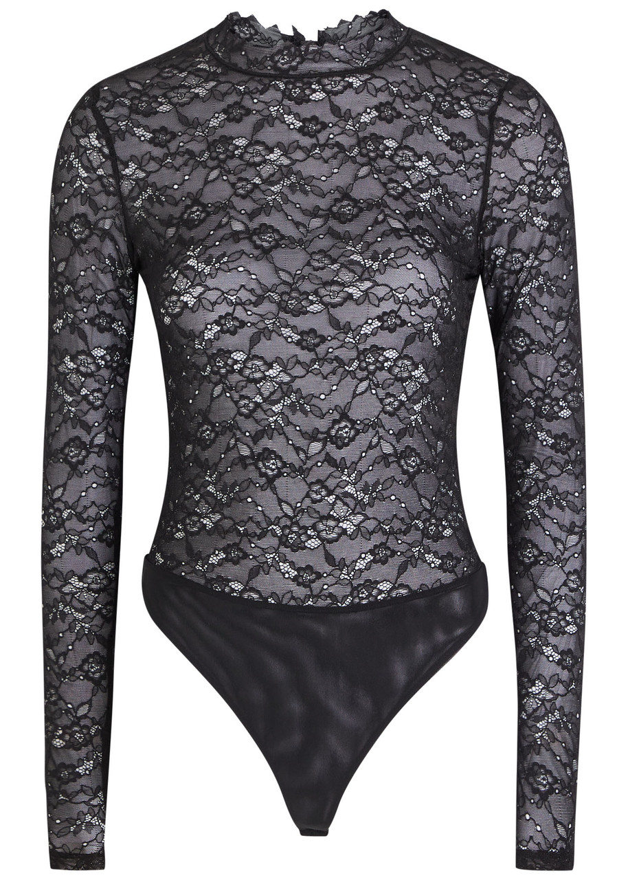 Alice And Olivia Alice + Olivia Taeyn Lace Bodysuit In Black