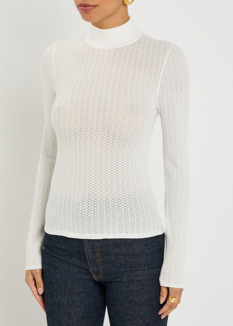 Alice And Olivia Alice + Olivia Lanie Pointelle Knit Top In White