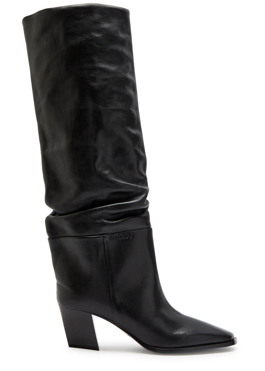 Jimmy Choo Hart 60 Leather Knee-high Boots In Black
