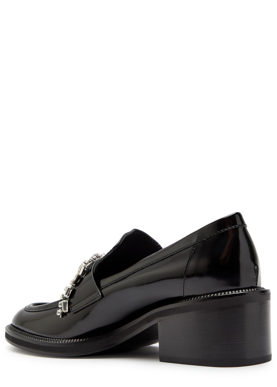 Jimmy Choo Tylor 60 Crystal-embellished Patent Leather Loafers In Black