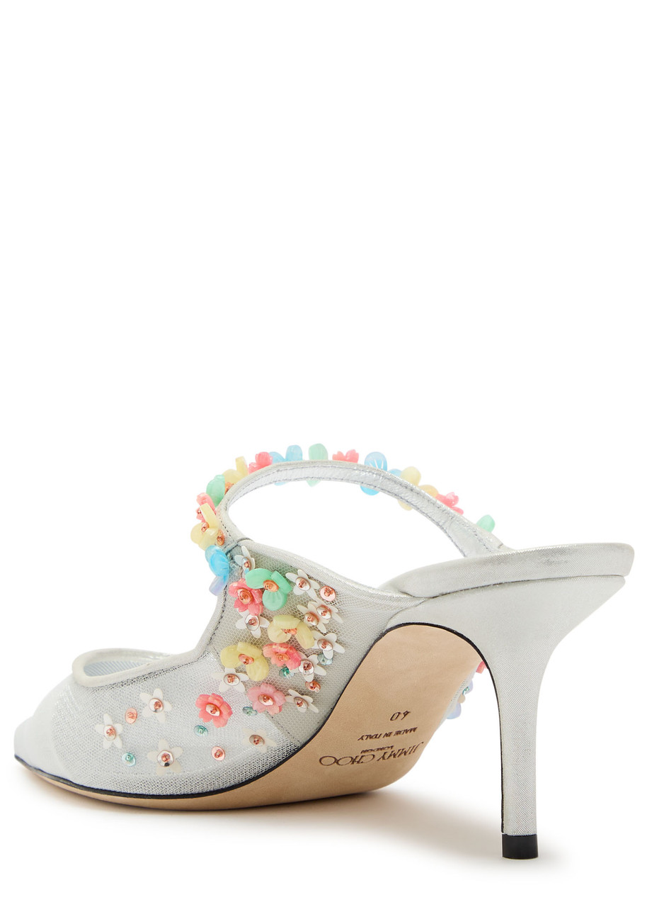 Jimmy Choo Bing/daisy 65 Mesh And Metallic Leather Pumps In Silver