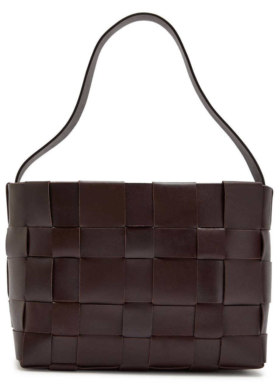 ST. Agni Woven Mini Leather Tote - Chocolate - One Size