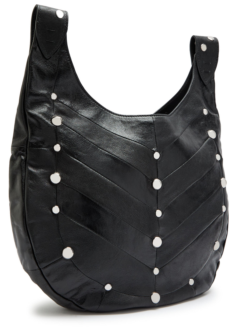 Valentino Garavani Small Hoboho Chevron Quilted Shoulder Bag With Studs In Black