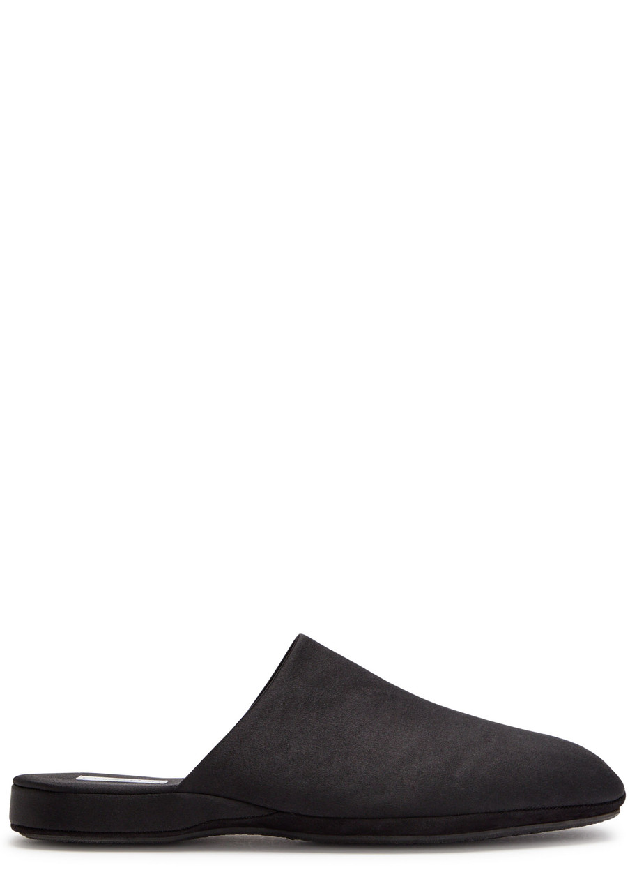Calvin Klein Hugh Satin Slippers In Black