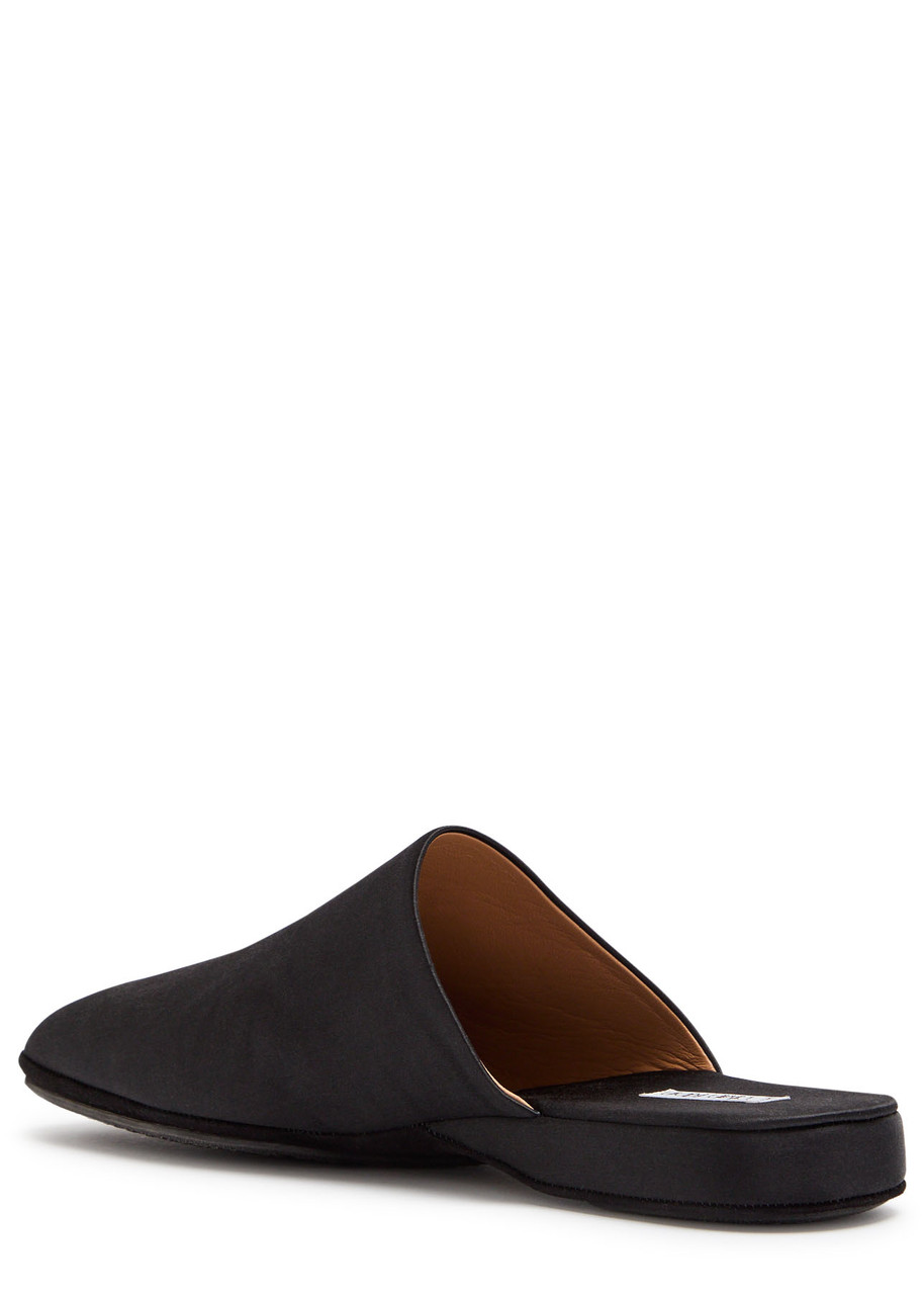 Calvin Klein Hugh Satin Slippers In Black
