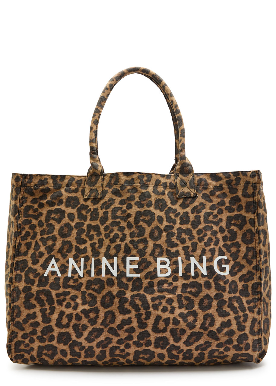 Anine Bing Leo Leopard-print Canvas Tote Bag In Brown