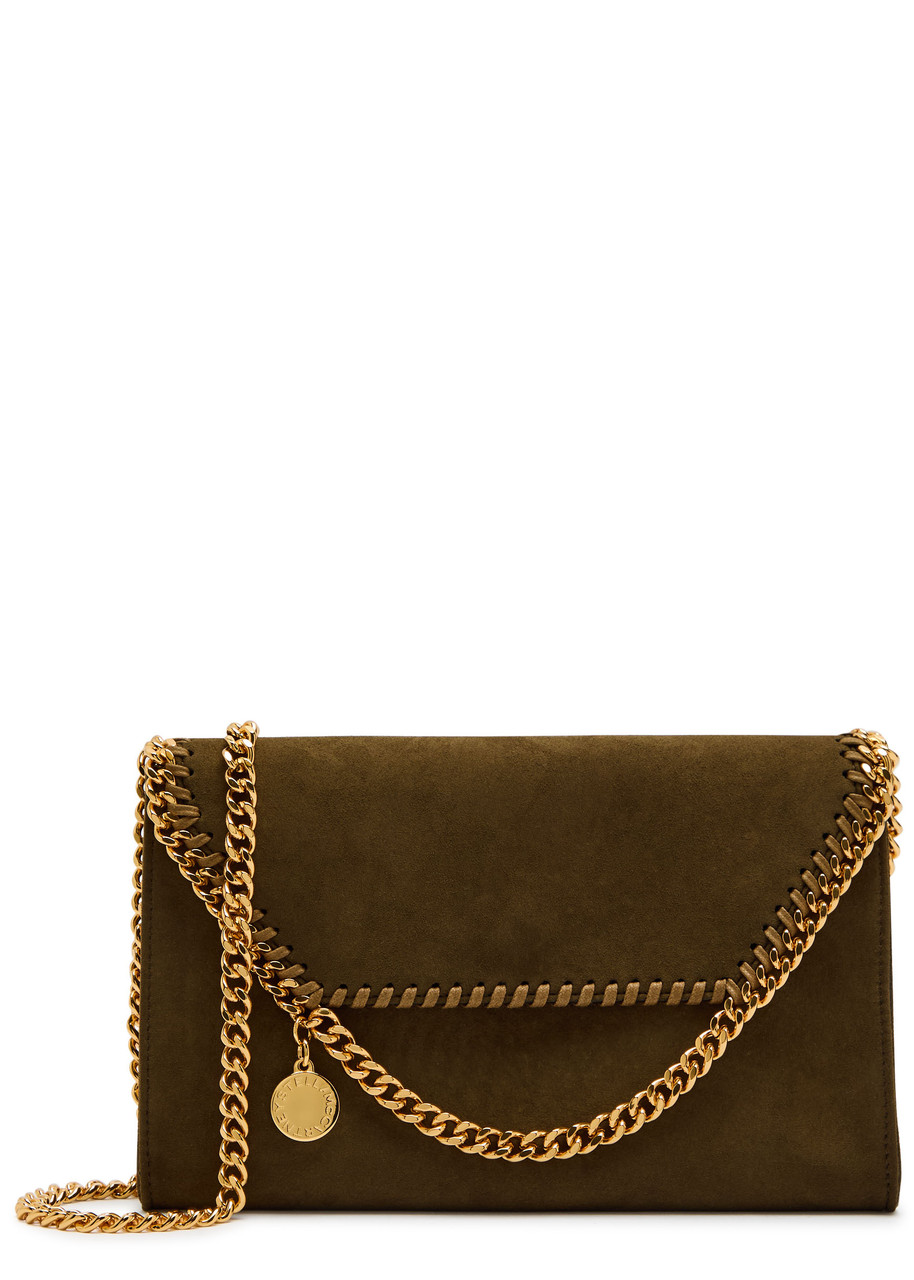 Stella Mccartney Falabella Suede Chain Shoulder Bag In Brown