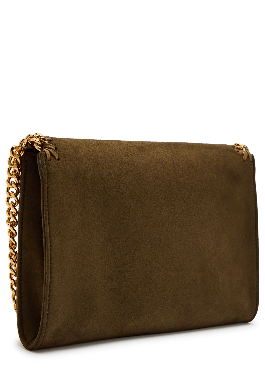 Stella Mccartney Falabella Suede Chain Shoulder Bag In Brown