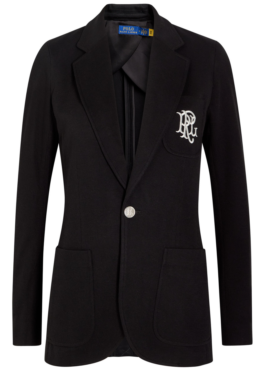 Polo Ralph Lauren Logo-embroidered Cotton-blend Blazer In Black