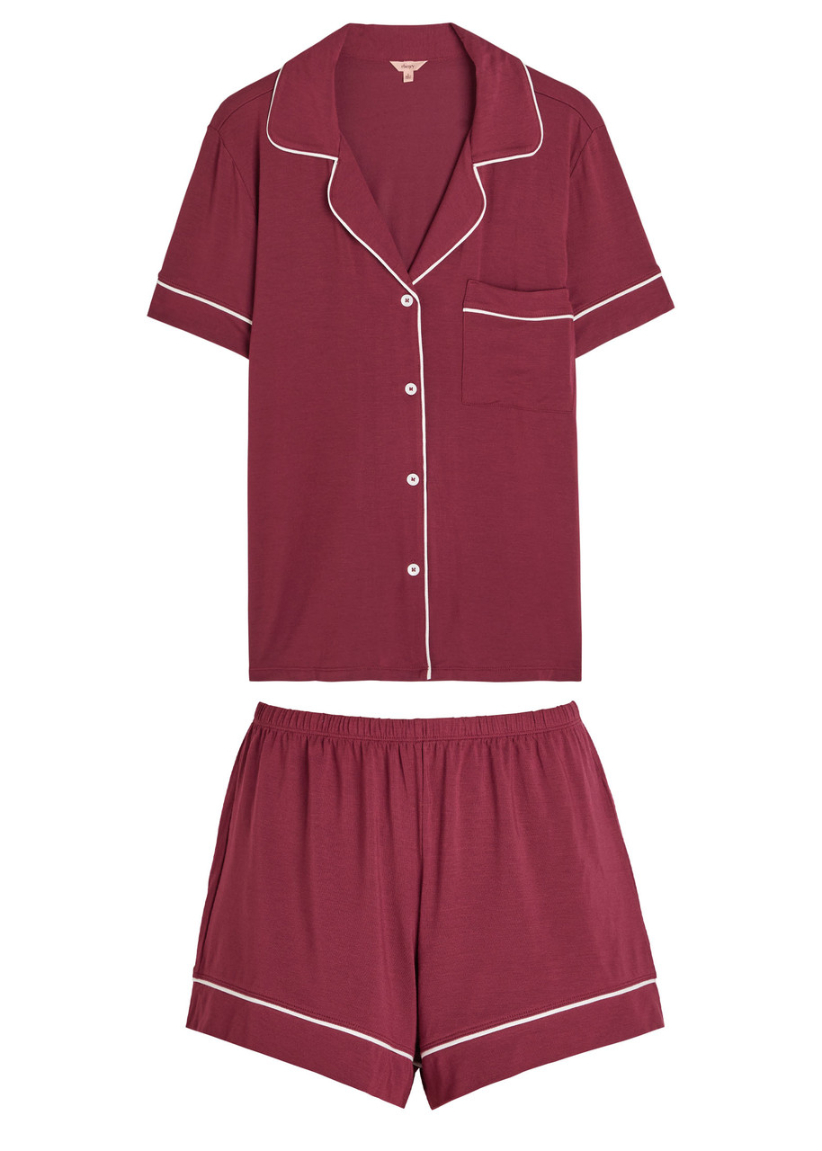 Eberjey Gisele Jersey Pyjama Set In Burgundy