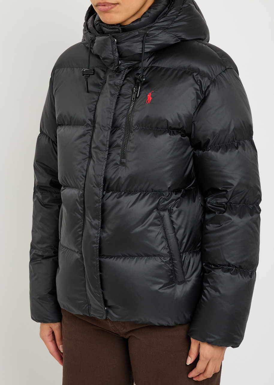 Polo Ralph Lauren Down Jacket With Logo Jackets And Coats Black In Black