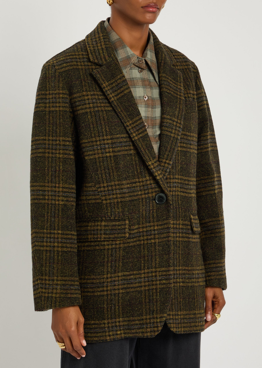 Isabel Marant Étoile Gesina Plaid Wool Jacket In Green