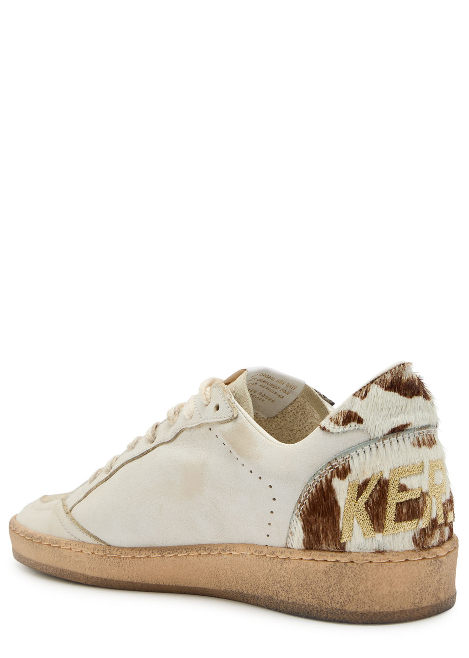 Golden Goose Ball Star Calf-hair And Leather Sneakers In Neutral