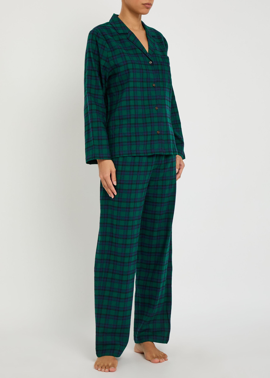 Eberjey Flannel Long Holiday Pajama Set In Green