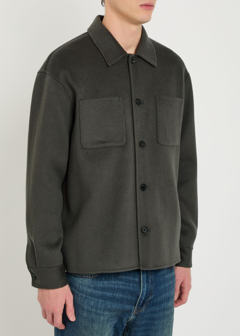 Frame Trucker Wool Overshirt In Gray