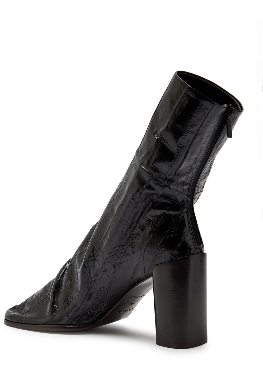 Lemaire Glove 90 Crinkled Glossed Leather Ankle Boots In Multi