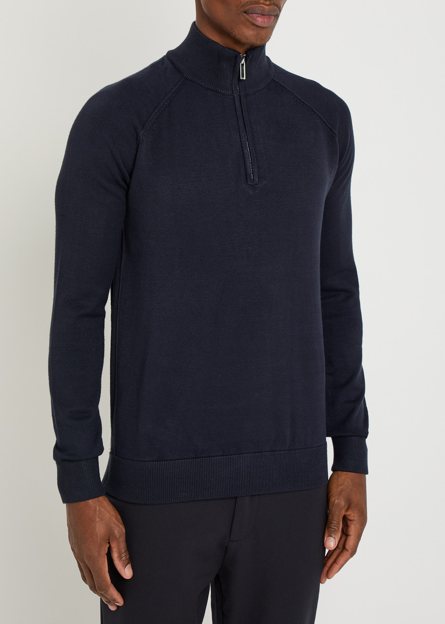  Raith Quarter-zip Knit Jumper - Navy - Xl 