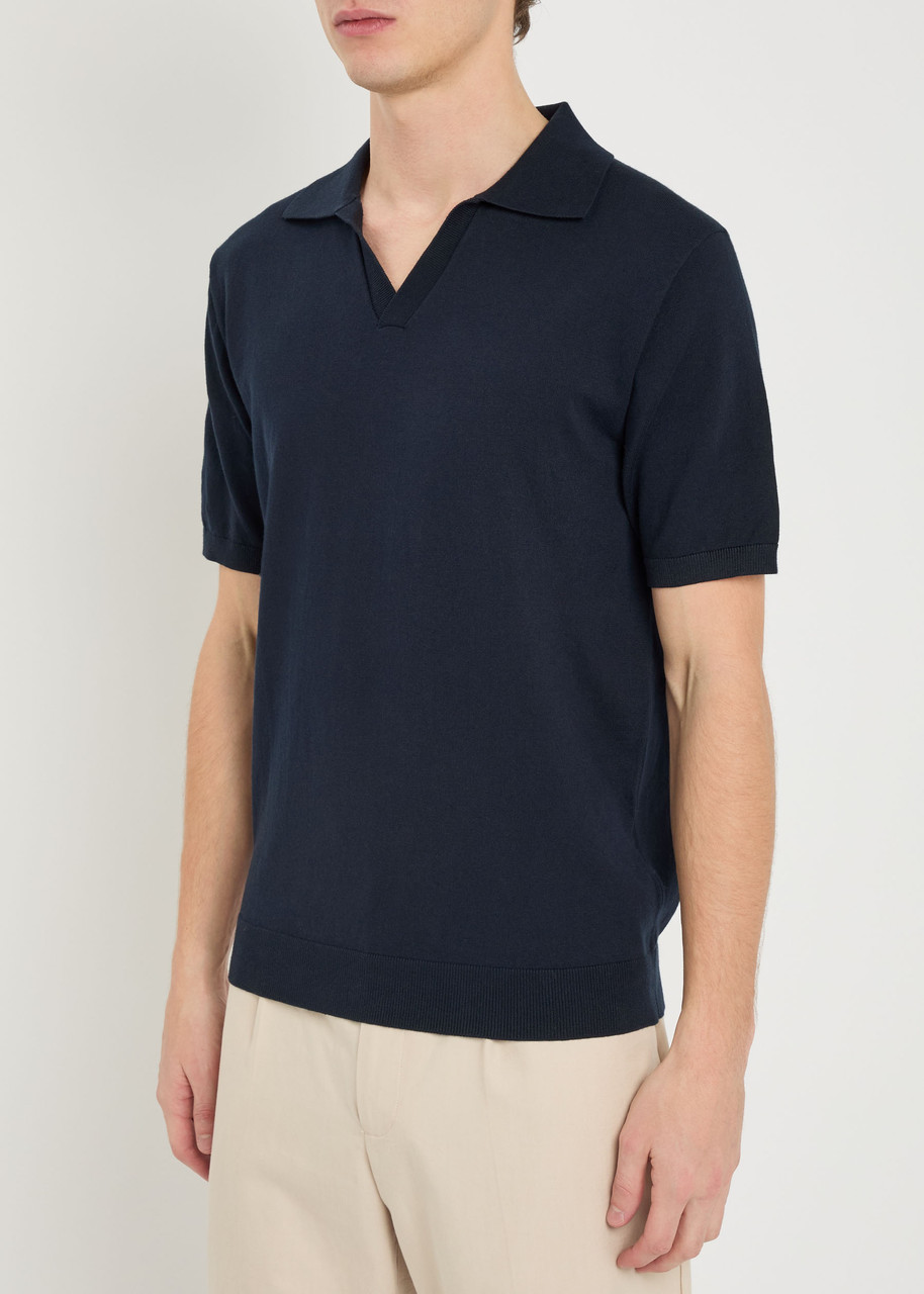  Raith Open-collar Cotton Polo Shirt - Navy - Xxl 