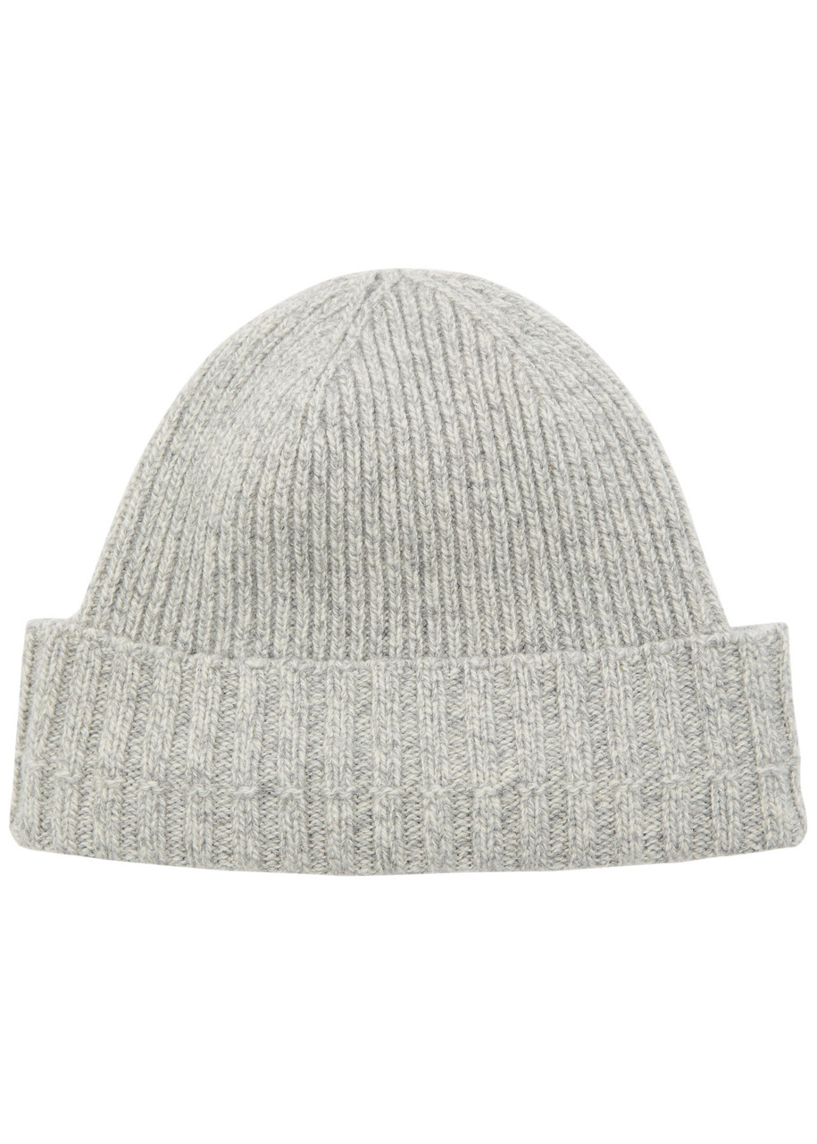 John Smedley Elke Ribbed Cashmere And Wool-blend Beanie In Gray