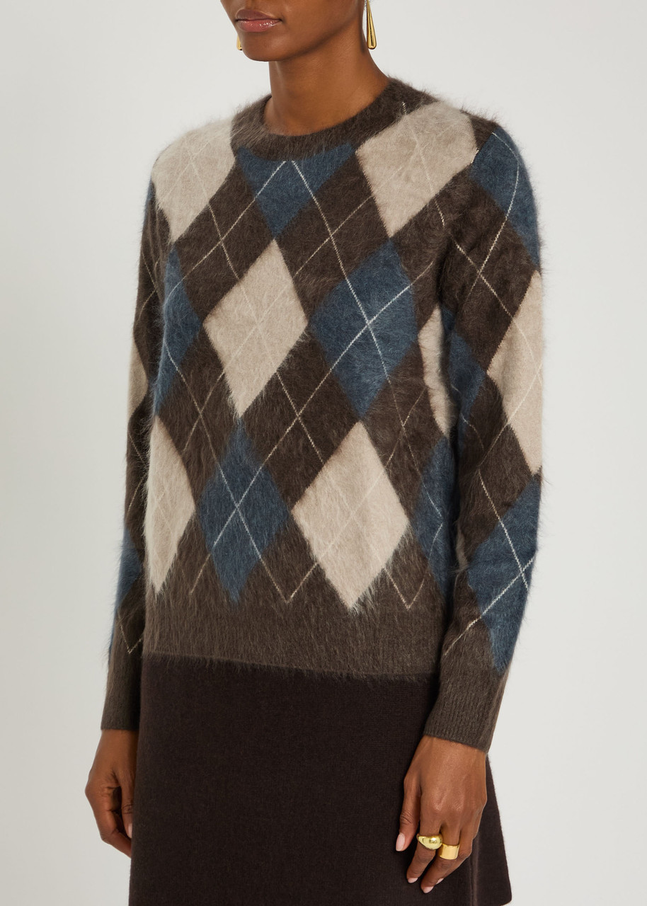Lisa Yang Margy Argyle-pattern Crewneck Sweater In Multi