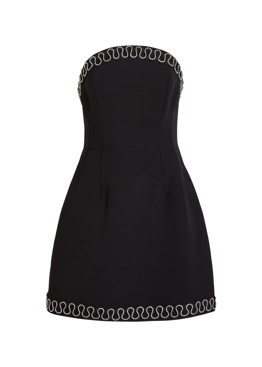 Rebecca Vallance Nyx Strapless Crystal-embellished Crepe Mini Dress In Black