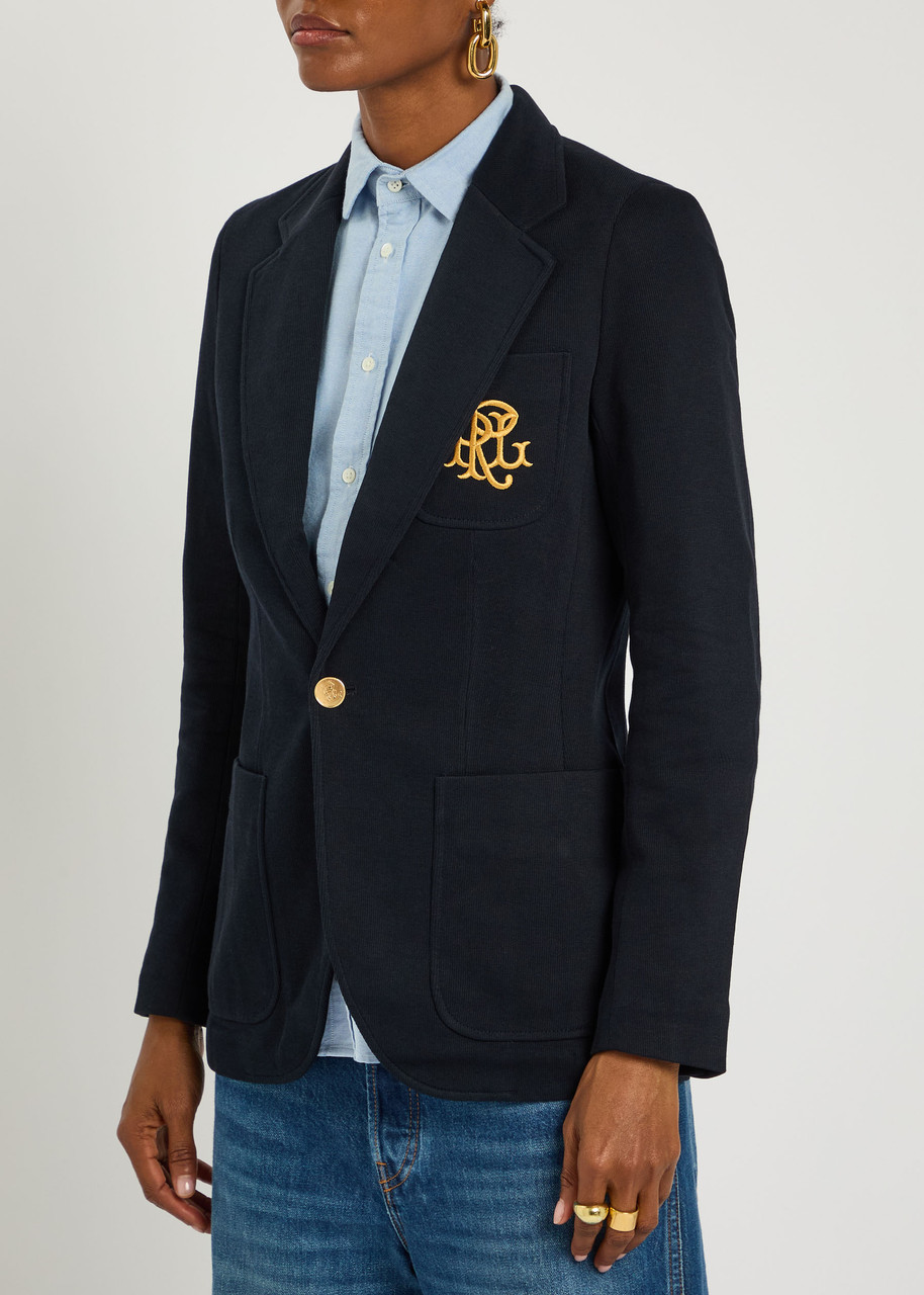 Polo Ralph Lauren Logo-embroidered Cotton-blend Blazer In Blue