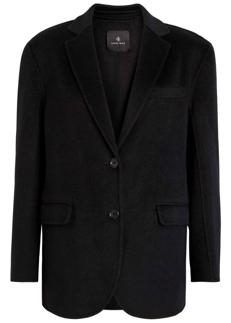 Anine Bing Quinn Wool And Cashmere-blend Blazer In Black