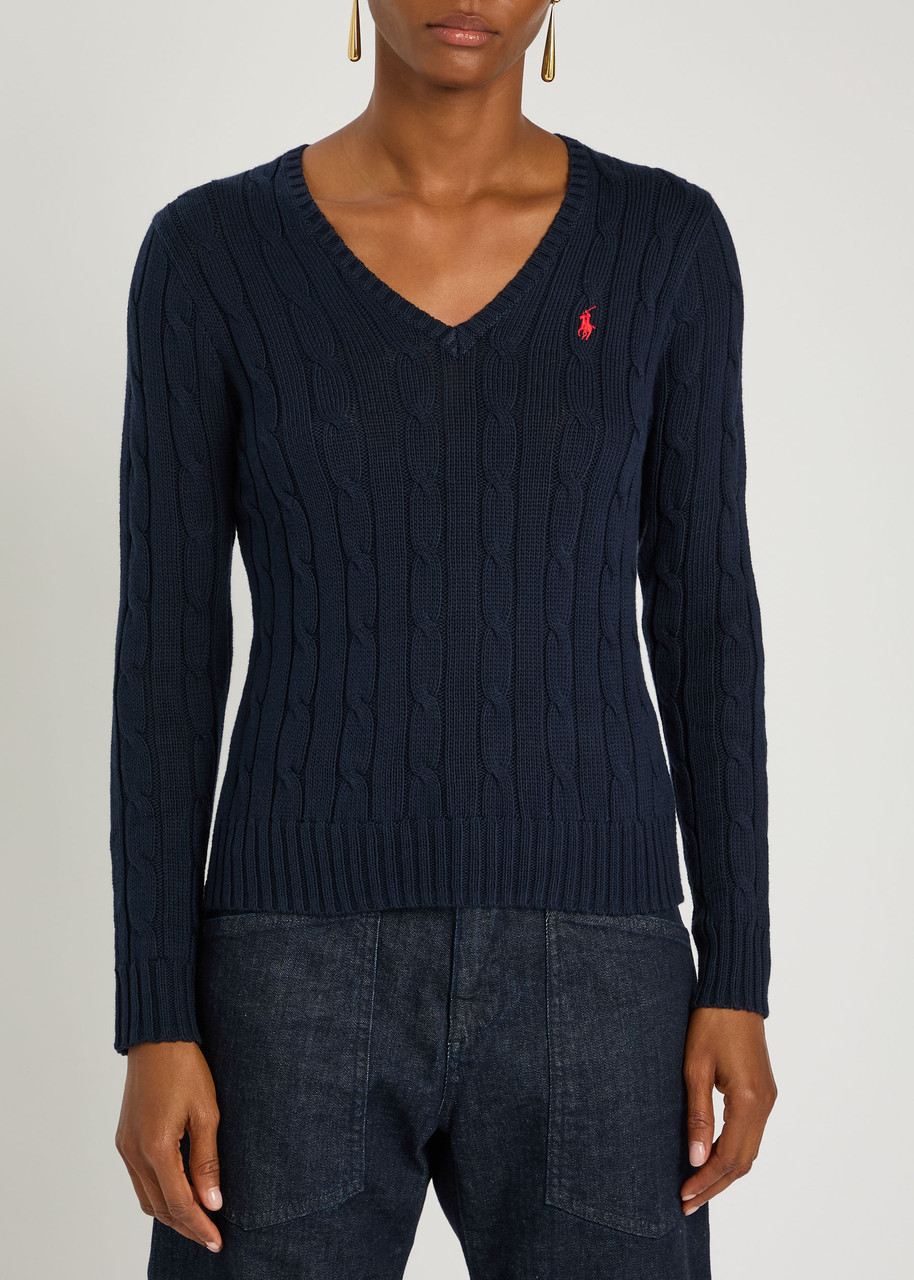 Polo Ralph Lauren Kimberly Polo Pony Cable-knit Jumper In Black