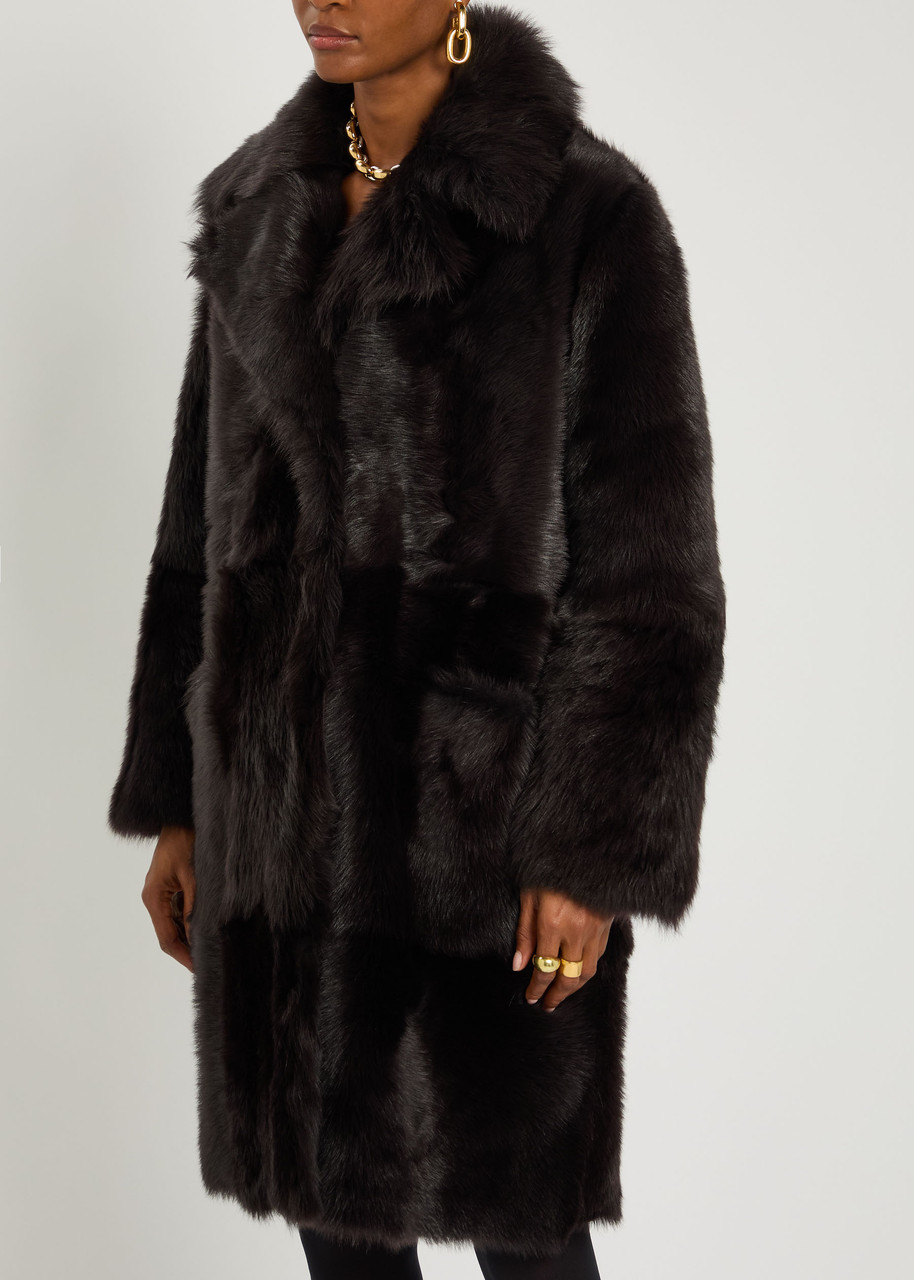 Nour Hammour Evita Shearling Coat In Brown