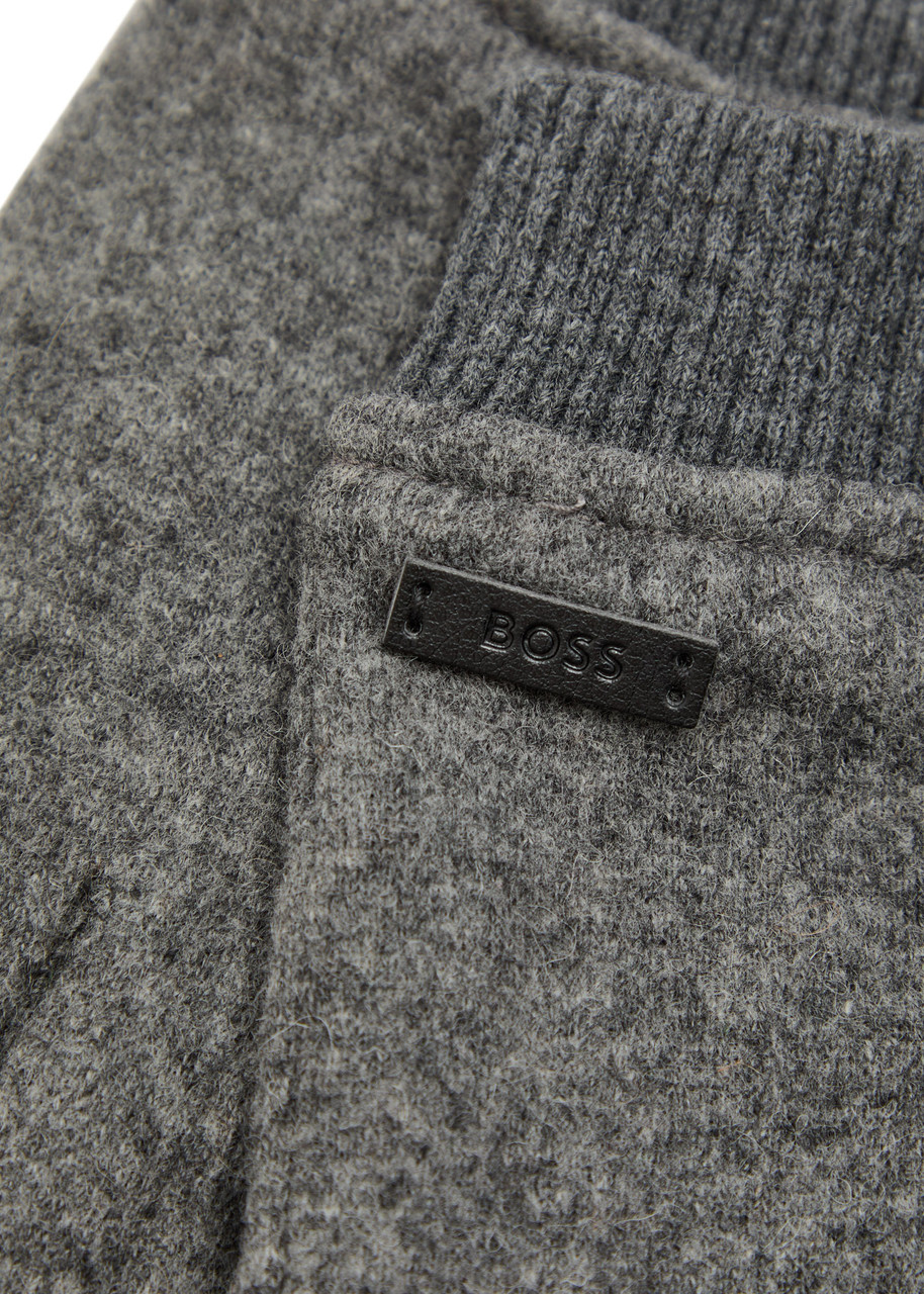Hugo Boss Boss Kalspar Wool-blend Gloves In Gray