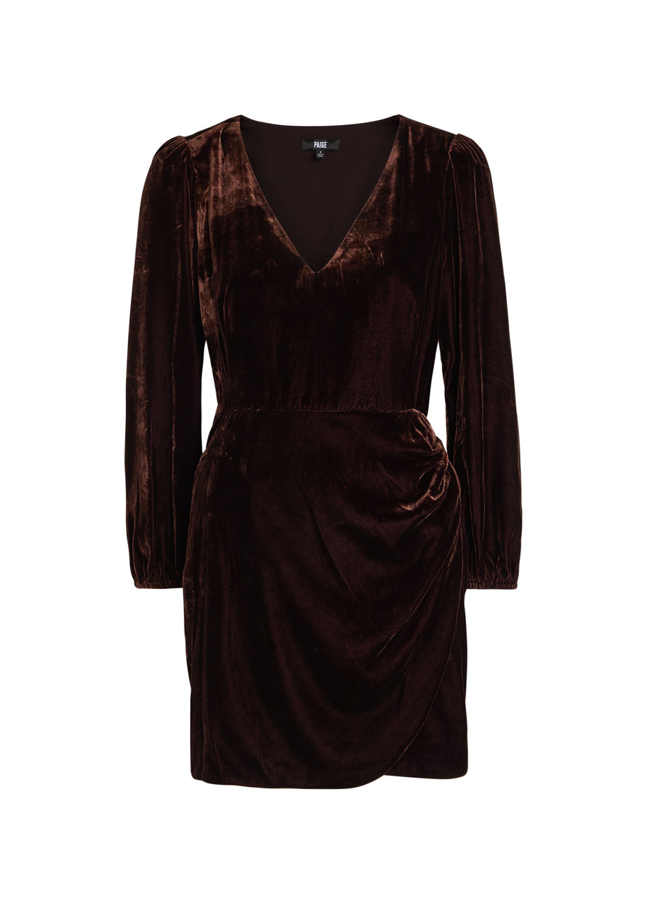 Paige Lawry Draped Velour Mini Dress In Purple