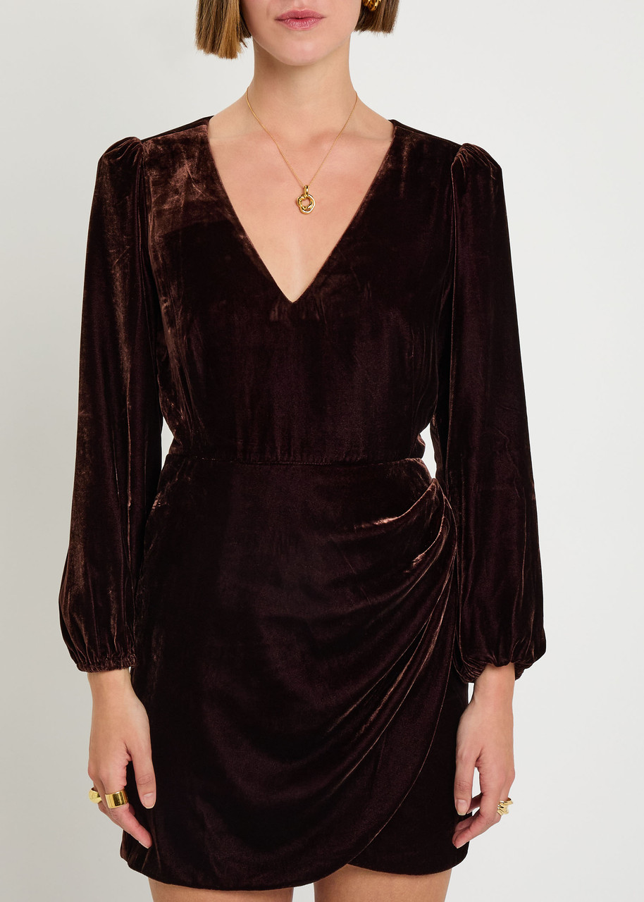 Paige Lawry Draped Velour Mini Dress In Purple