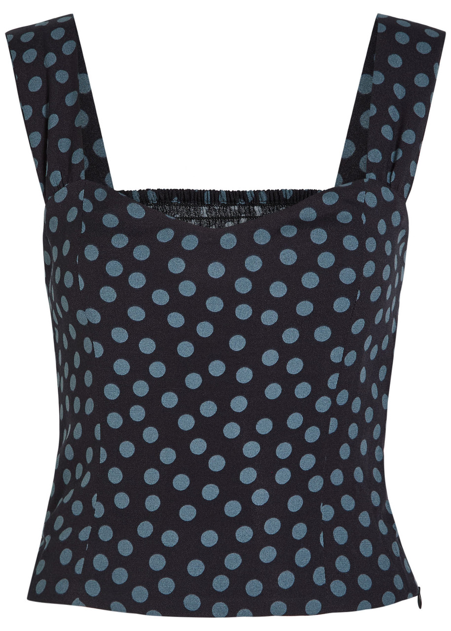 Reformation Hester Polka Dot Crepe Top In Multi