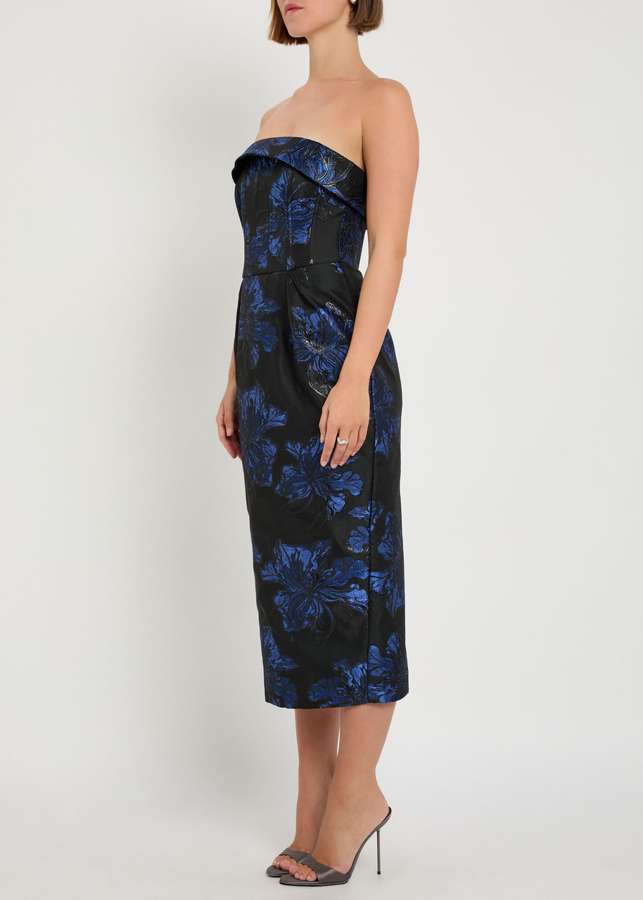 Rebecca Vallance Alexandra Floral-jacquard Woven Midi Dress In Multi