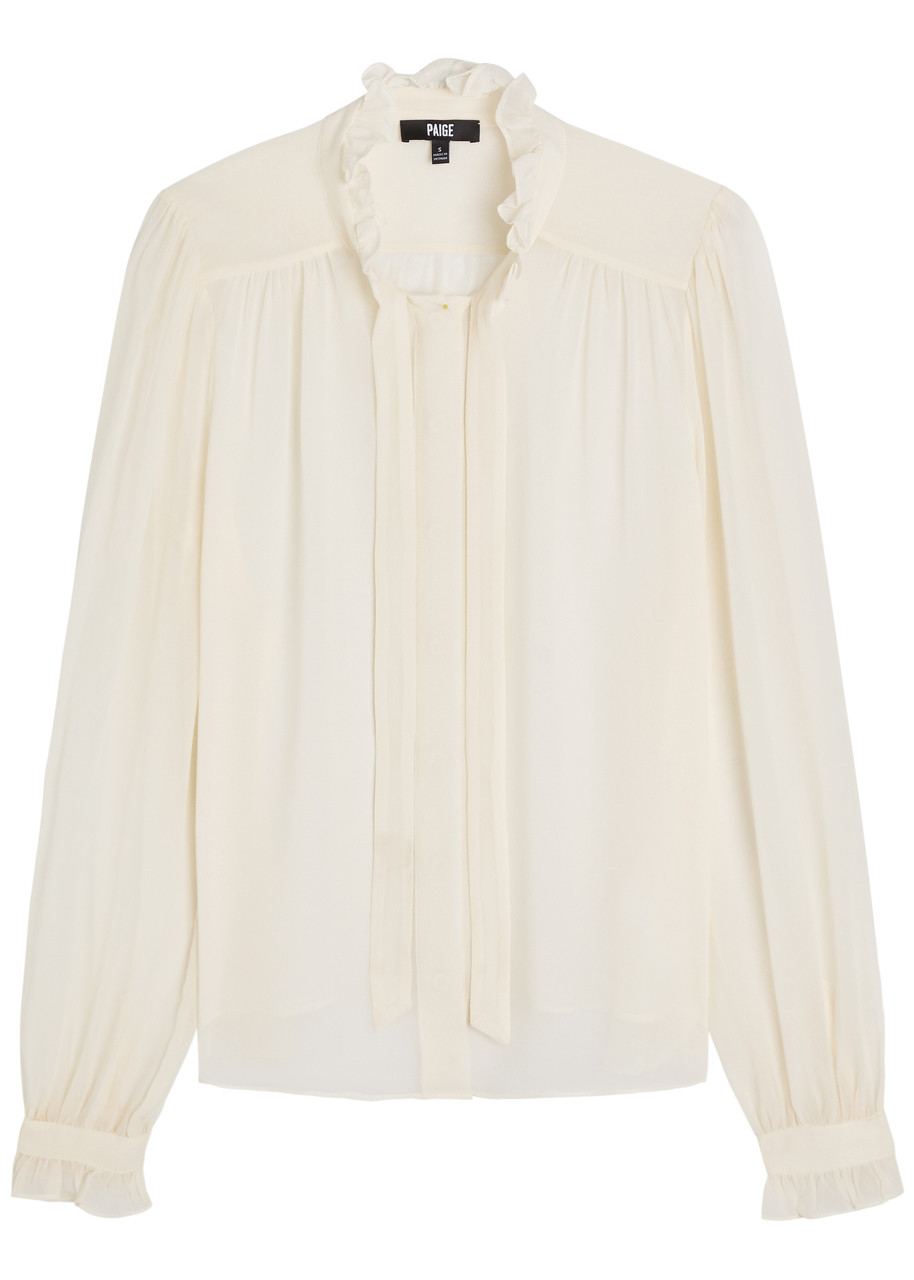 Paige Leya Ruffled Silk-georgette Blouse - Off White - M (UK12 / M)
