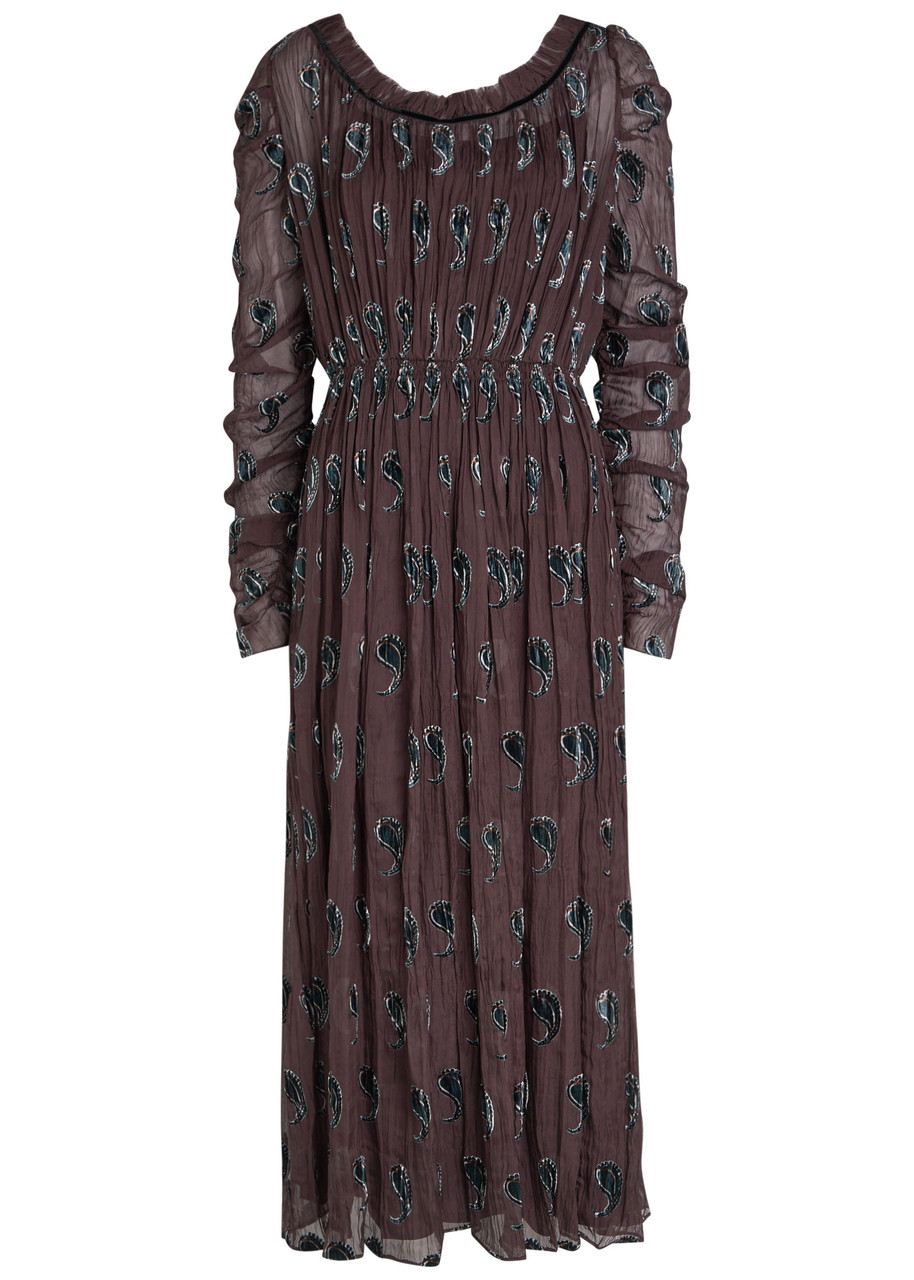 Tory Burch Paisley-print Midi Dress In Brown