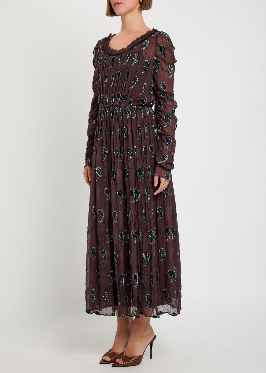 Tory Burch Paisley-print Midi Dress In Brown