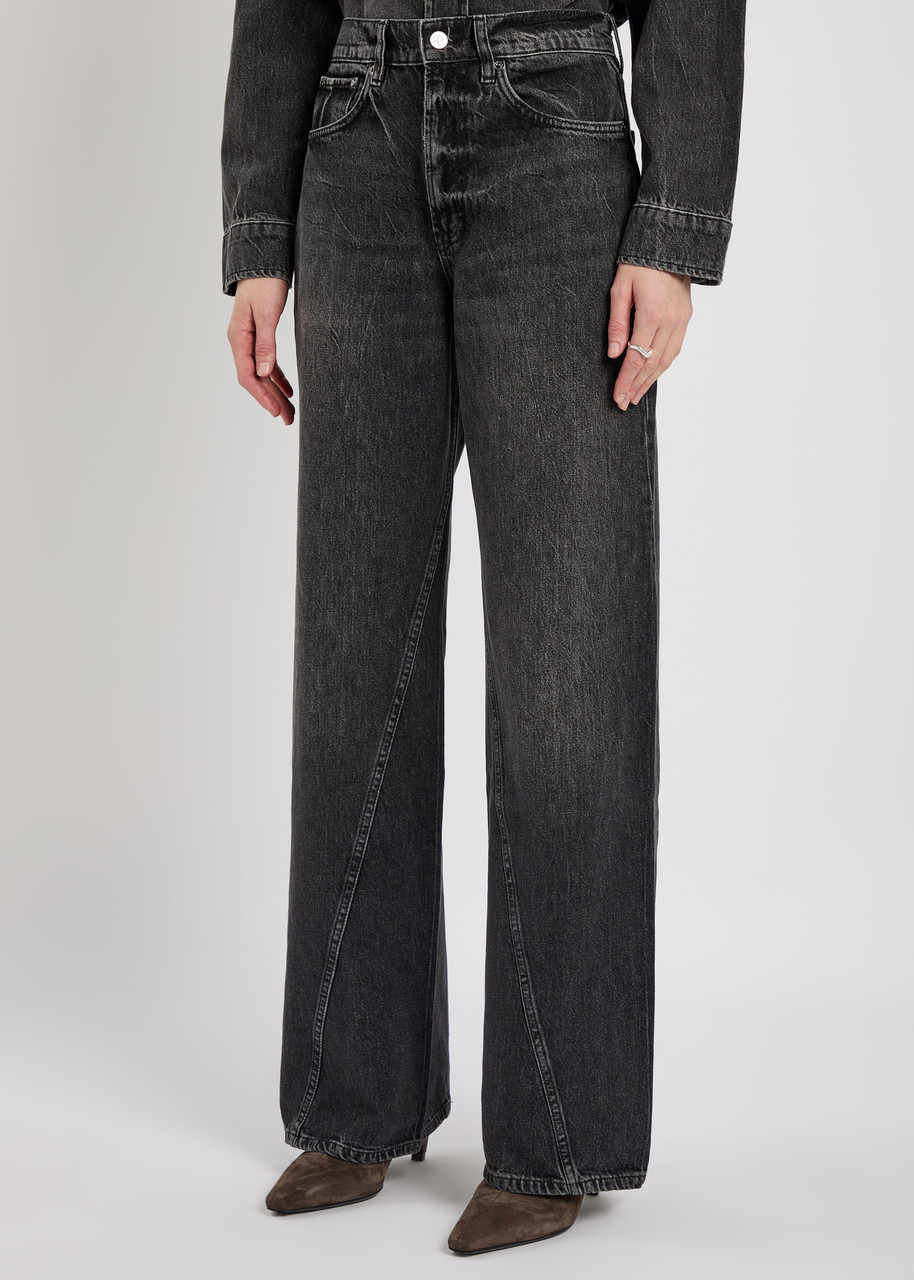 Anine Bing Brie Wide-leg Jeans In Black