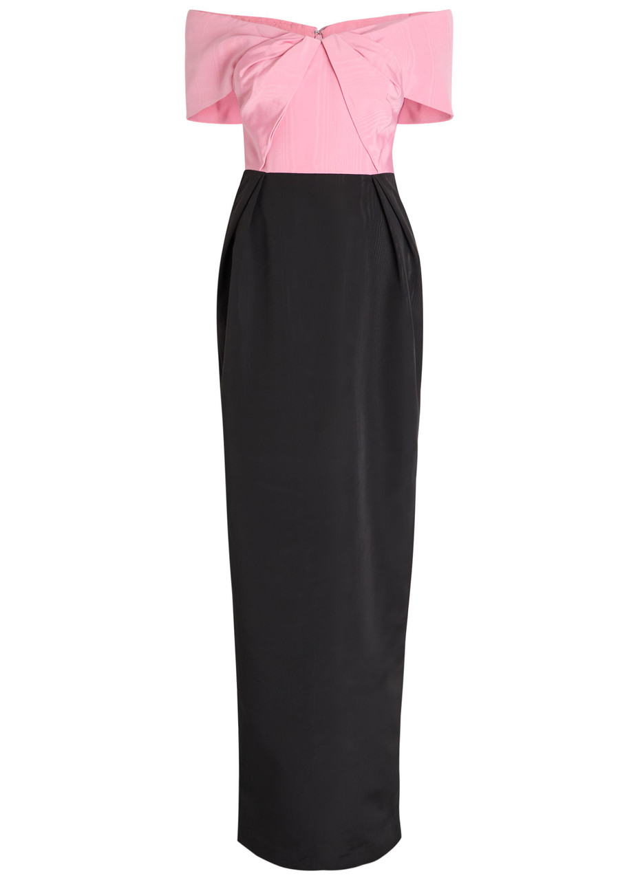 Rebecca Vallance Amaro Off-the-shoulder Taffeta Maxi Dress In Black
