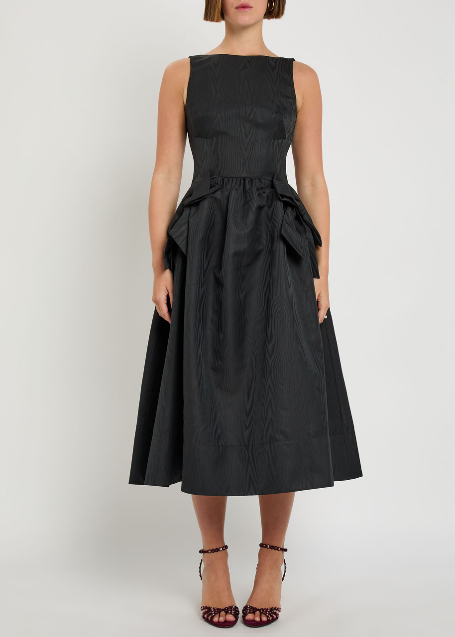 Rebecca Vallance Narcissa Jacquard Taffeta Midi Dress In Black