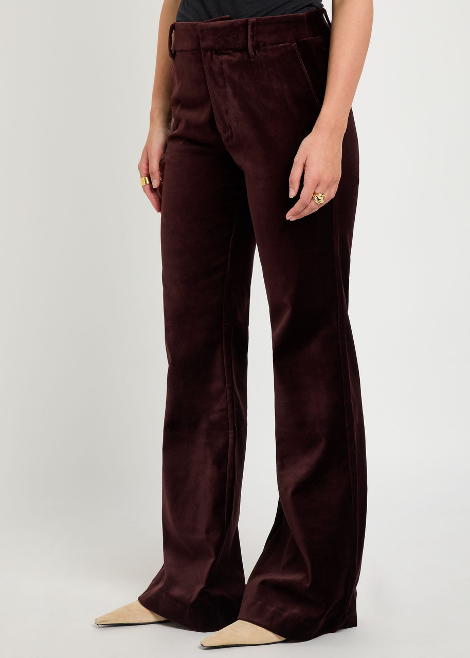 Paige Marlow Flared-leg Velvet Trousers In Purple