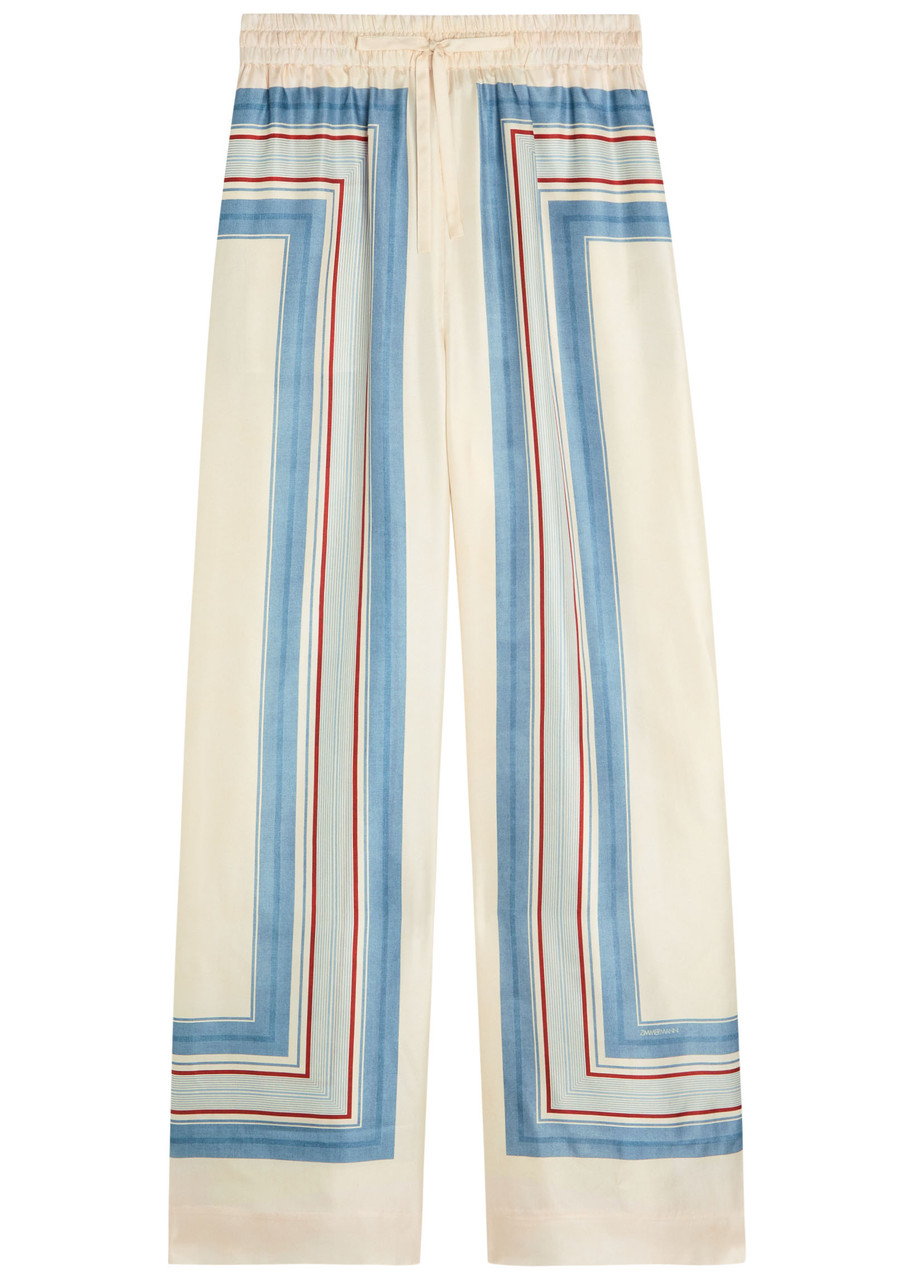 Zimmermann Rebellion Patterned Wide-leg Silk Trousers In Animal Print