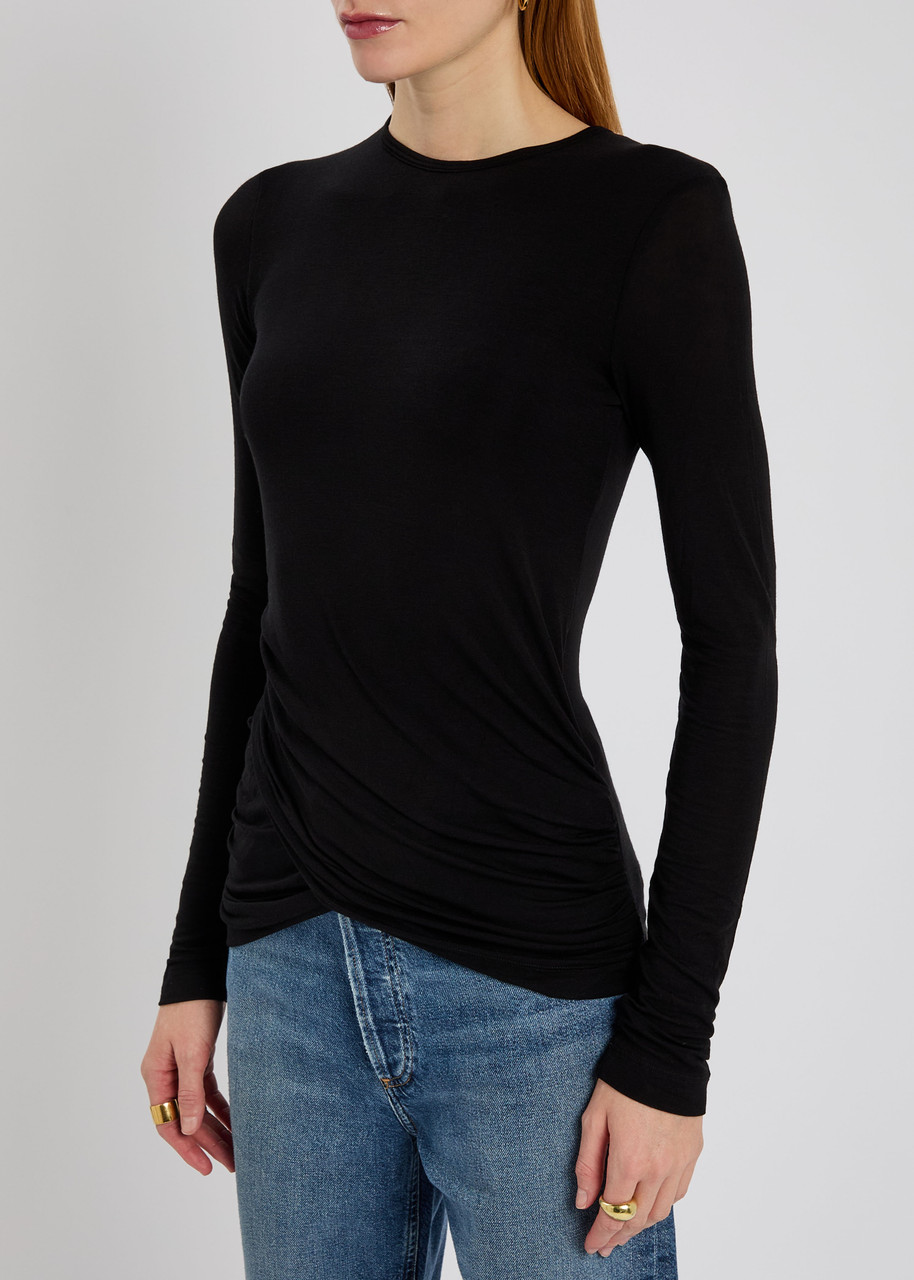 Agolde Eve Draped Jersey Top In Black