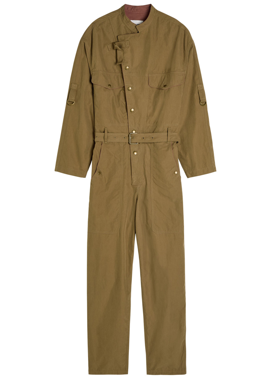 Isabel Marant Étoile Dohona Cotton Tapered-leg Jumpsuit In Green