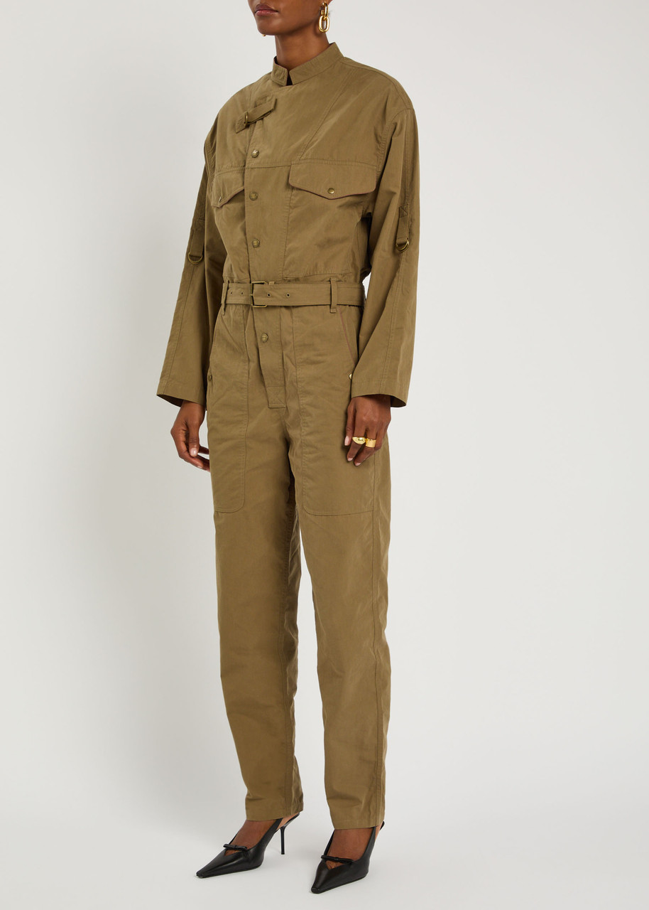 Isabel Marant Étoile Dohona Cotton Tapered-leg Jumpsuit In Green