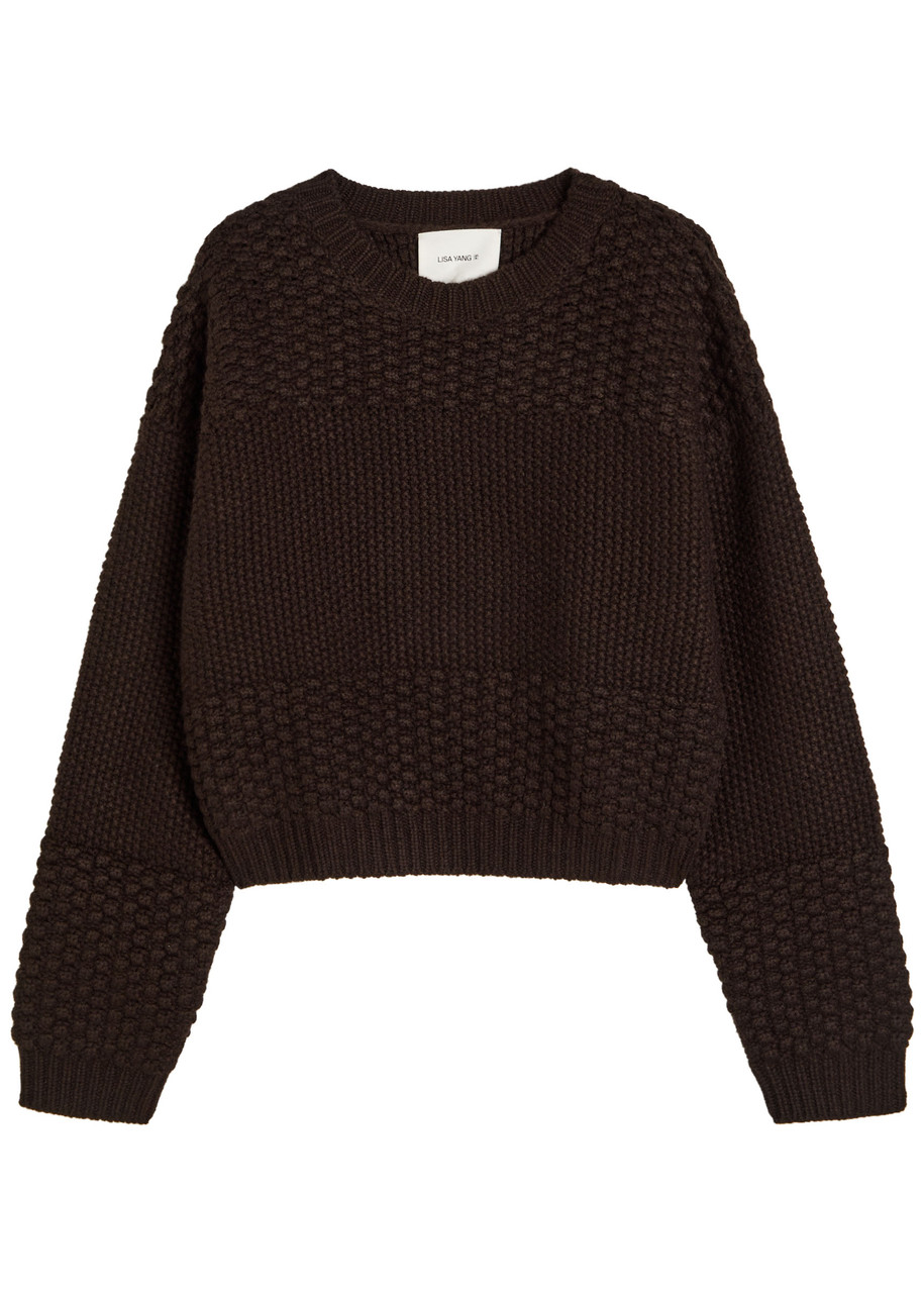 Lisa Yang Signe Cropped Cashmere Jumper - Dark Brown - 2 (UK 12-14 / M-L)